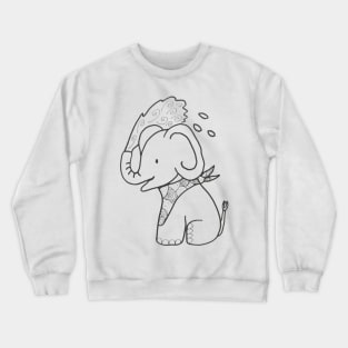 Baby elephant playing with water cartoon style Crewneck Sweatshirt